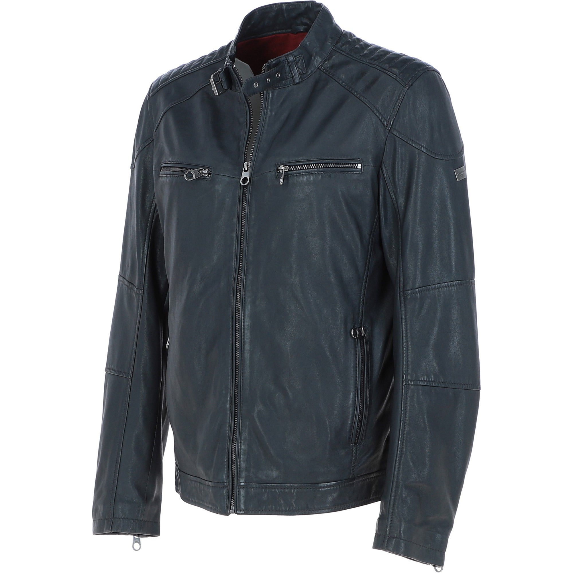 Leather Biker Jacket Midnight Navy: Lent 2