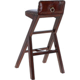 Exquisite Ashwood Leather Bar Stool with Low Back Chestnut: LF-136