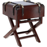 Luxury Real Leather Bed Side Cabinet Chestnut: LF-150