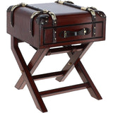 Luxury Real Leather Bed Side Cabinet Chestnut: LF-150