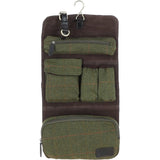 Vintage Oily Hanging Leather Wash Bag Tweed: LIAM