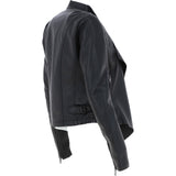 Ladies Waterfall Front Leather Jacket Black: licra