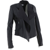 Ladies Waterfall Front Leather Jacket Black: licra