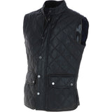 Mens Diamond Quilted Leather Gilet Black : M-15 vest