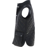 Mens Diamond Quilted Leather Gilet Black : M-15 vest