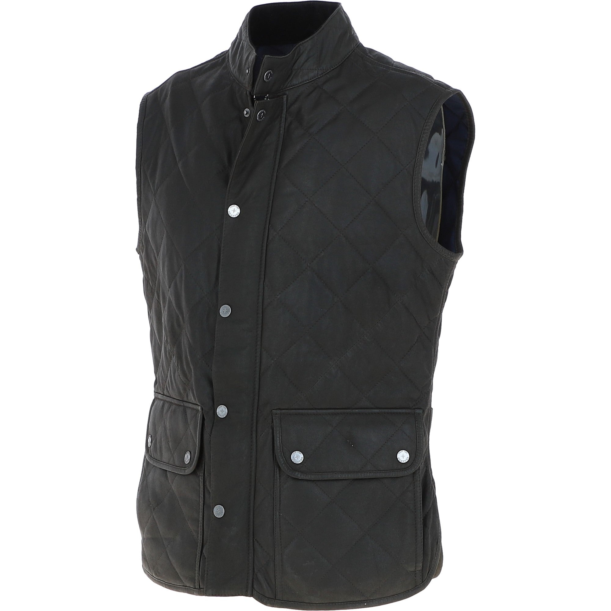 Mens Diamond Quilted Leather Gilet Olive : M-15 vest