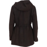 Fenland Women's Nubuck Leather Hooded Coat Brown:  Maisie