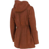 Fenland Women's Nubuck Leather Hooded Coat Rust:  Maisie