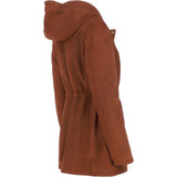 Fenland Women's Nubuck Leather Hooded Coat Rust:  Maisie