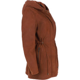 Fenland Women's Nubuck Leather Hooded Coat Rust:  Maisie