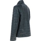 Trapper Leather Jacket Vin Blue : Massimo