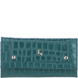 Ashwood Ladies Matinee Purse with 7 Card Slots and ID Window in Croc/Green: Matinee Purse