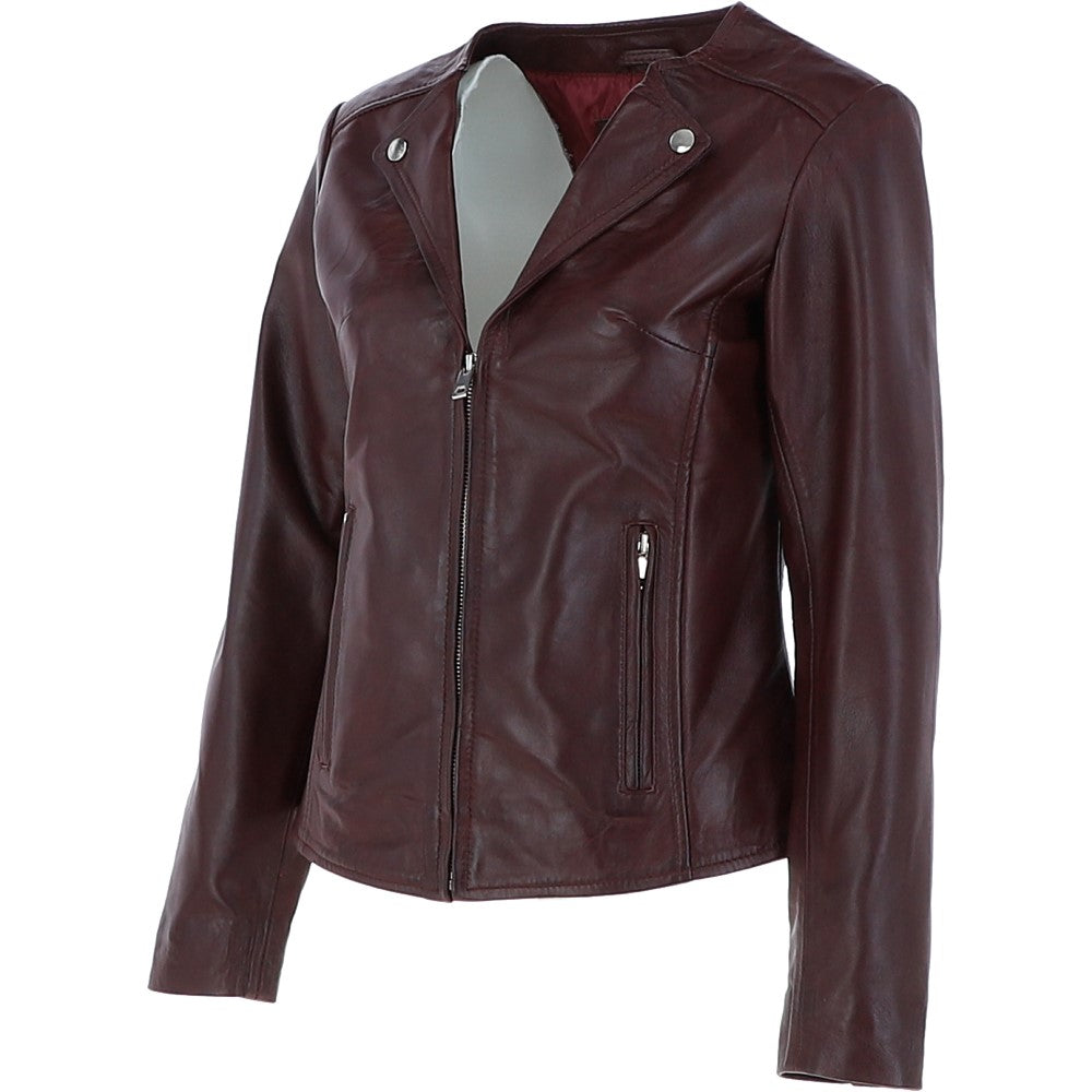 Ashwood Leather Biker Jacket Burgundy: MB139