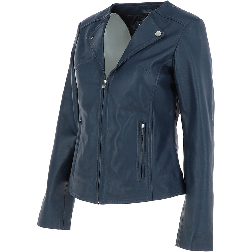 Ashwood Leather Biker Jacket Navy: MB139