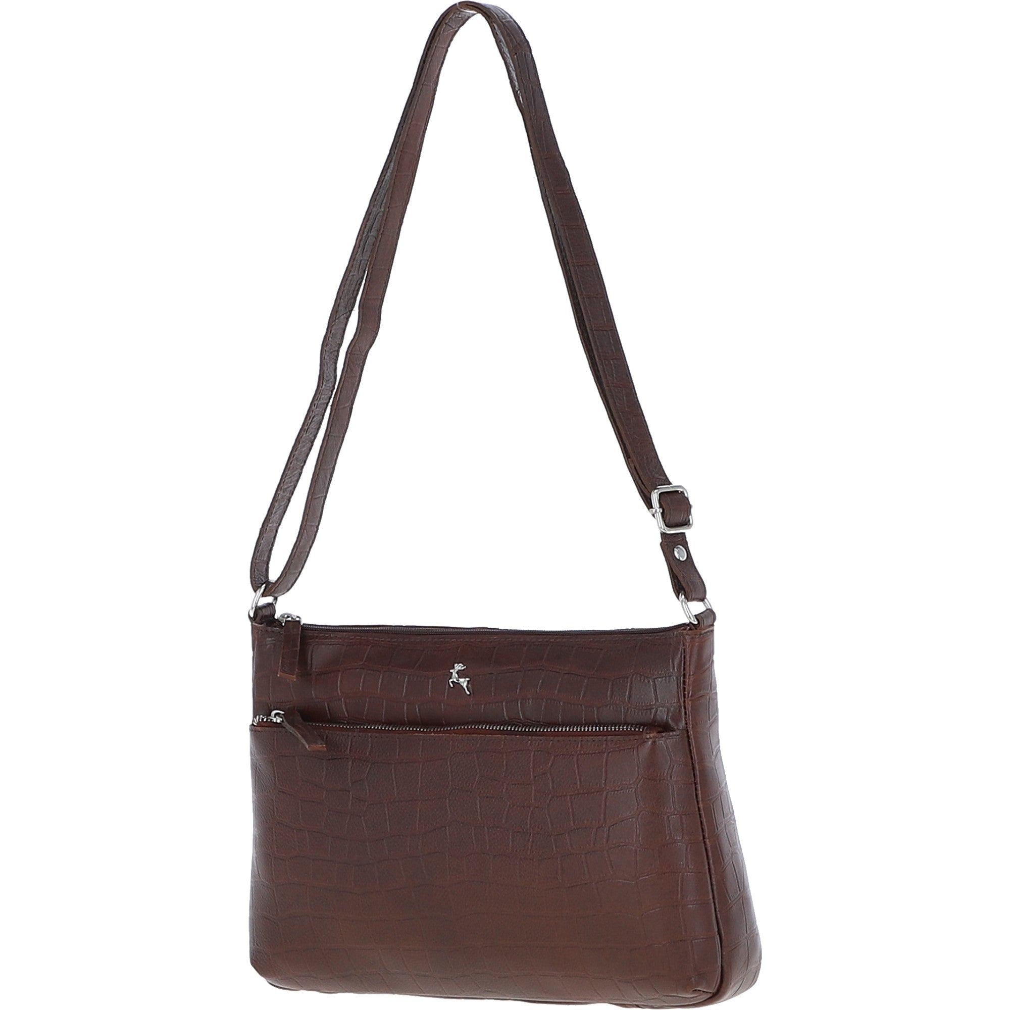 Bridge Croc Print Leather Shoulder Bag Brandy/croc: MC2