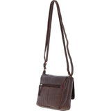 Valentina Flap Over Croc Print Real Leather Shoulder Bag Brandy/croc: MC5