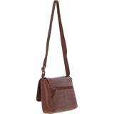 Valentina Flap Over Croc Print Real Leather Shoulder Bag Cognac/croc: MC5