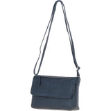 Valentina Flap Over Croc Print Real Leather Shoulder Bag Navy/croc: MC5