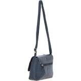 Valentina Flap Over Croc Print Real Leather Shoulder Bag Navy/croc: MC5