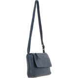 Valentina Flap Over Croc Print Real Leather Shoulder Bag Navy/croc: MC5
