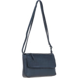 Valentina Flap Over Croc Print Real Leather Shoulder Bag Navy/croc: MC5