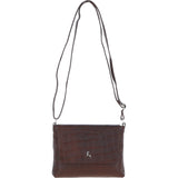 Rosea Flap Over Croc Print Real Leather Shoulder Bag Brandy/croc: MC6