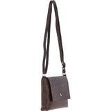Rosea Flap Over Croc Print Real Leather Shoulder Bag Brandy/croc: MC6