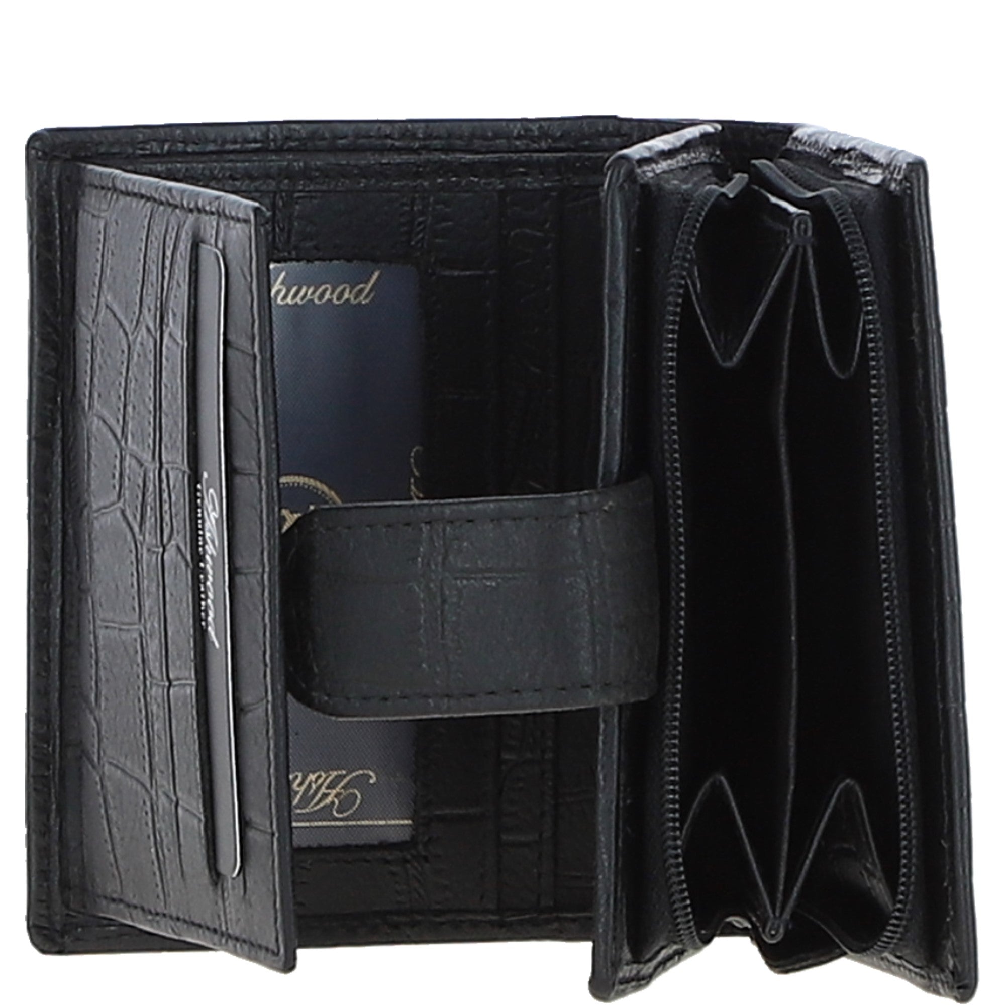 Medium Croc Print Leather Wallet Purse Black/croc: MC7