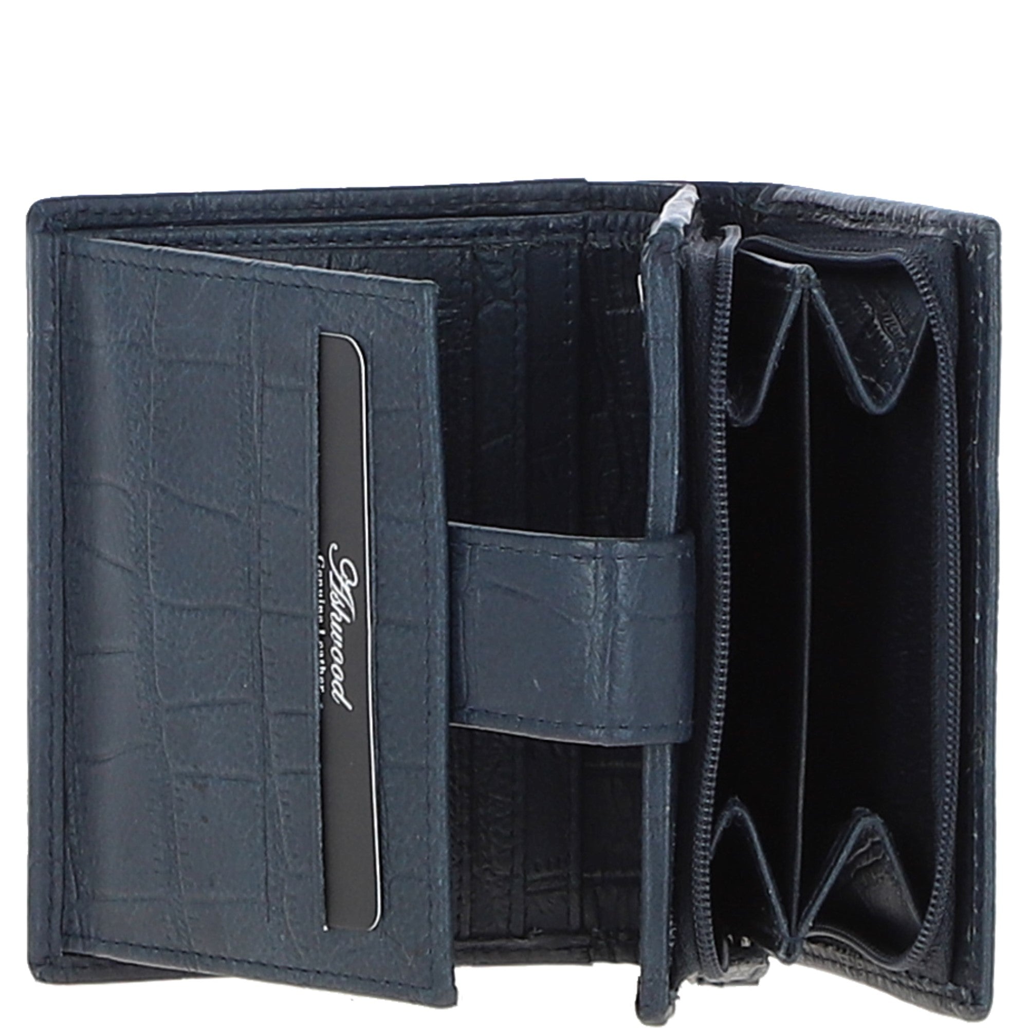 Medium Croc Print Leather Wallet Purse Navy/croc: MC7