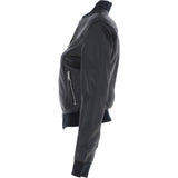 Ladies Leather Bomber Jacket  Black : Moto Bomber