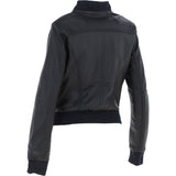 Ladies Leather Bomber Jacket  Black : Moto Bomber