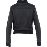 Ladies Leather Bomber Jacket  Black : Moto Bomber