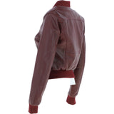Ladies Leather Bomber Jacket  Burgundy : Moto Bomber