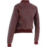 Ladies Leather Bomber Jacket  Burgundy : Moto Bomber