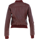 Ladies Leather Bomber Jacket  Burgundy : Moto Bomber
