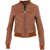 Ladies Leather Bomber Jacket  Tan : Moto Bomber