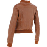 Ladies Leather Bomber Jacket  Tan : Moto Bomber