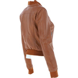 Ladies Leather Bomber Jacket  Tan : Moto Bomber
