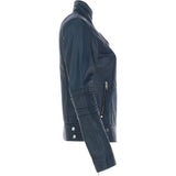 Leather Biker Jacket Navy: N-12