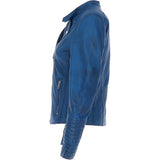 Leather Biker Jacket Royal Blue: N-31