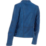 Leather Biker Jacket Royal Blue: N-31