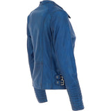 Leather Biker Jacket Royal Blue: N-31