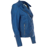 Leather Biker Jacket Royal Blue: N-31