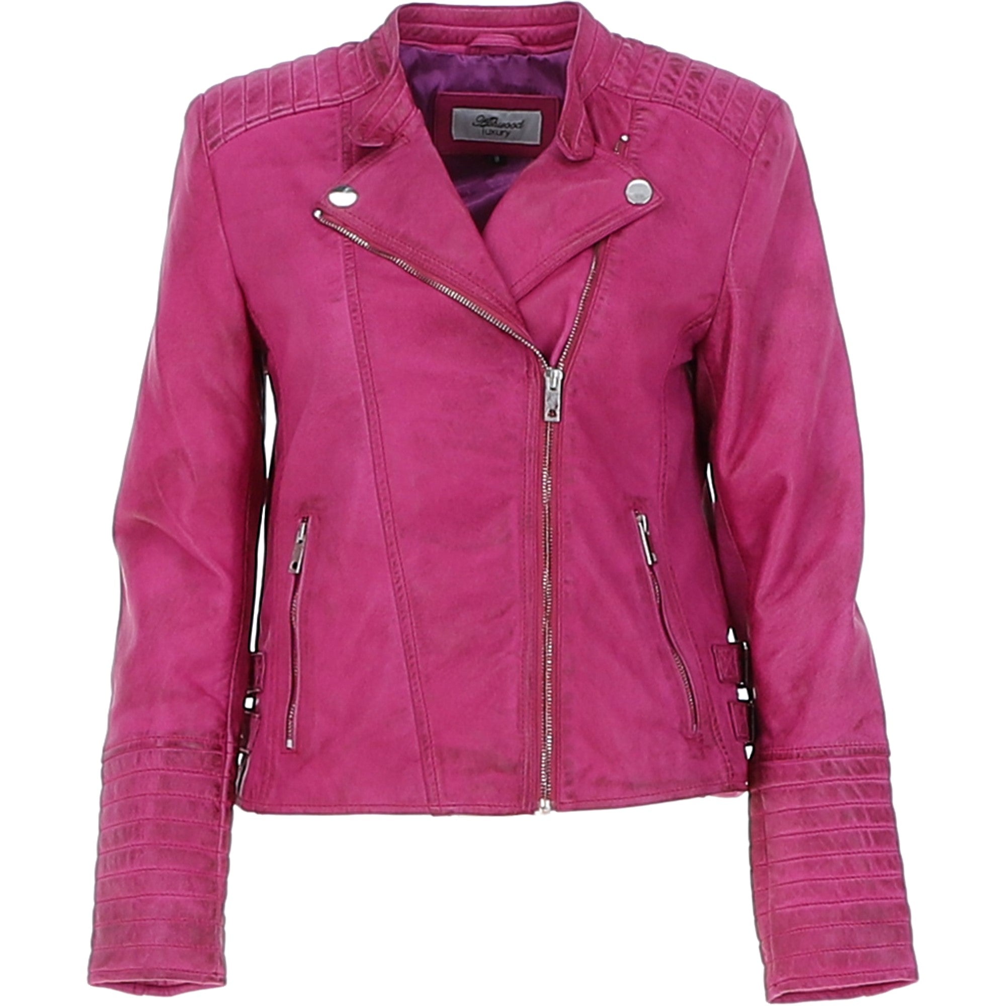 Leather Biker Jacket Purple: N-31