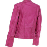 Leather Biker Jacket Purple: N-31