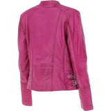 Leather Biker Jacket Purple: N-31