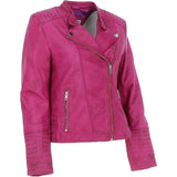 Leather Biker Jacket Purple: N-31