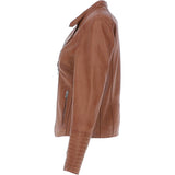 Leather Biker Jacket Tan: N-31