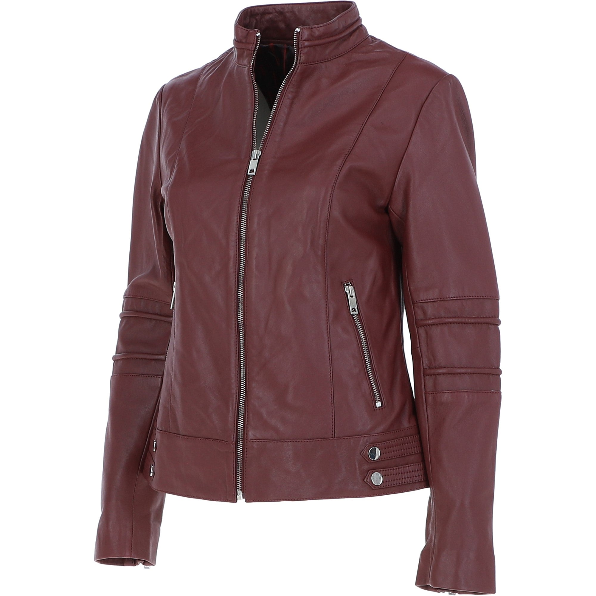 Leather Biker Jacket Oxblood: N-12