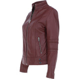 Leather Biker Jacket Oxblood: N-12
